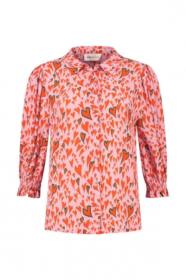 Pom blouse sp7228 pink Roze print