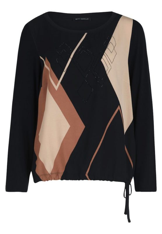 Betty Barclay t-shirt lange mouw 21962815-9875 Black/Beige €34,99