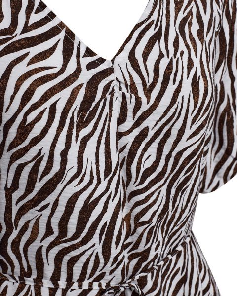 Freequent jurk  208113-br white/coffee bean 3