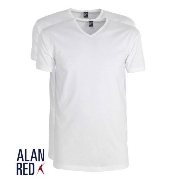 Alan Red v-hals t-shirt  6681-01 White
