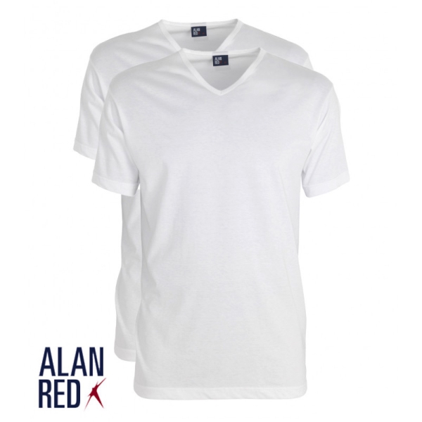 Alan Red v-hals t-shirt  6671-01 White