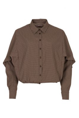 Freebird blouse  Blair Wv-Check-Brown-26-3-2369